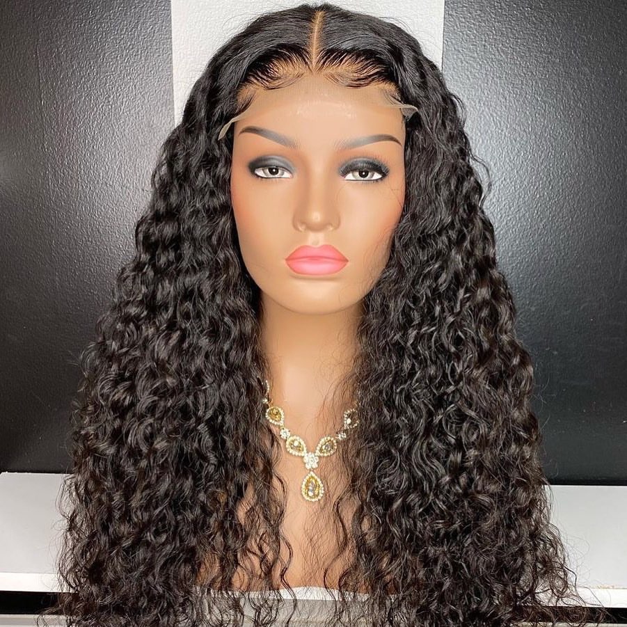 Gorgeous 20-inch Malaysian Long Curly Wig with Lace Closure - Premium Human Hair