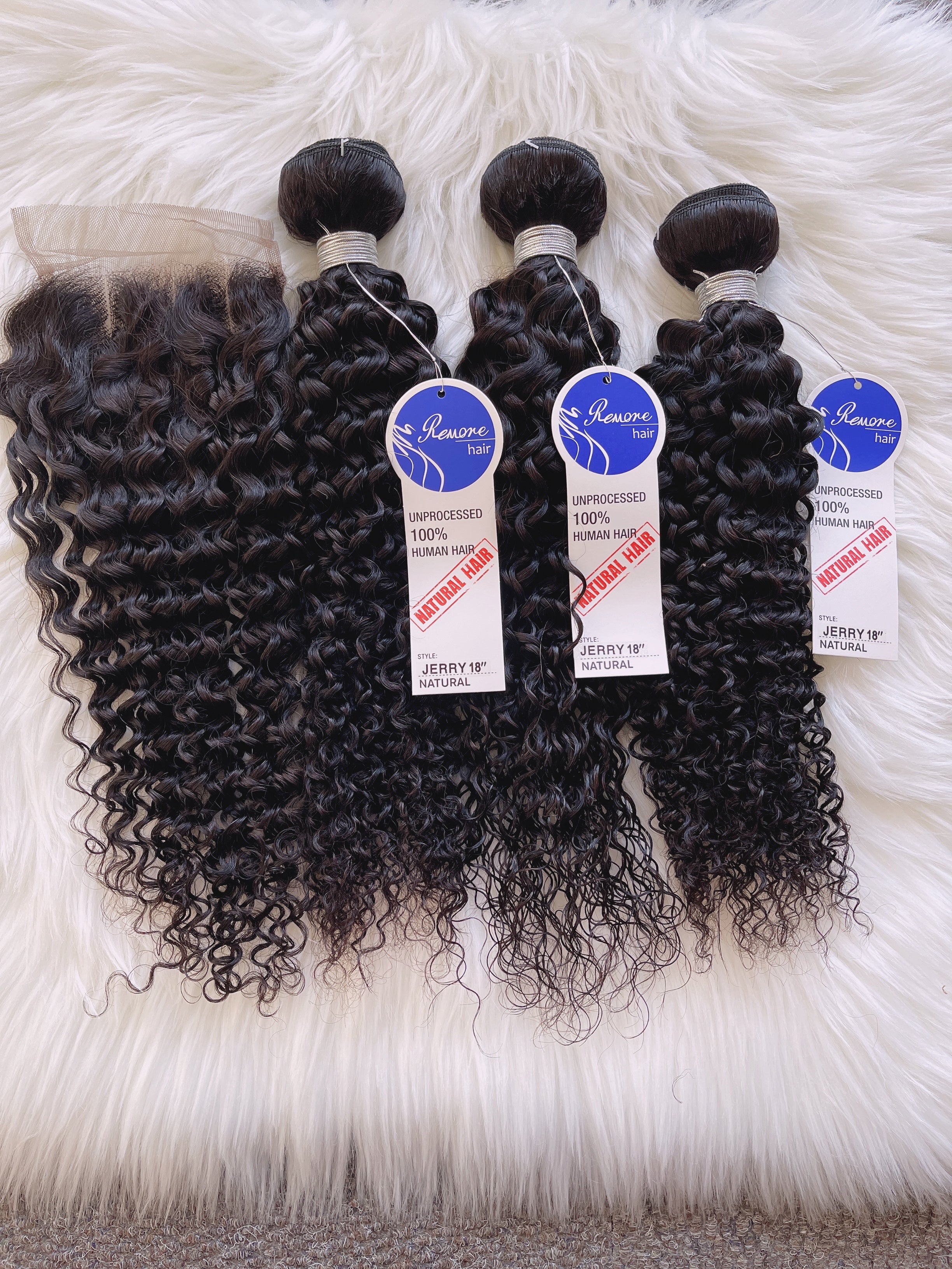 Malaysian Water Curly 3 bundles with 4x4 Closure