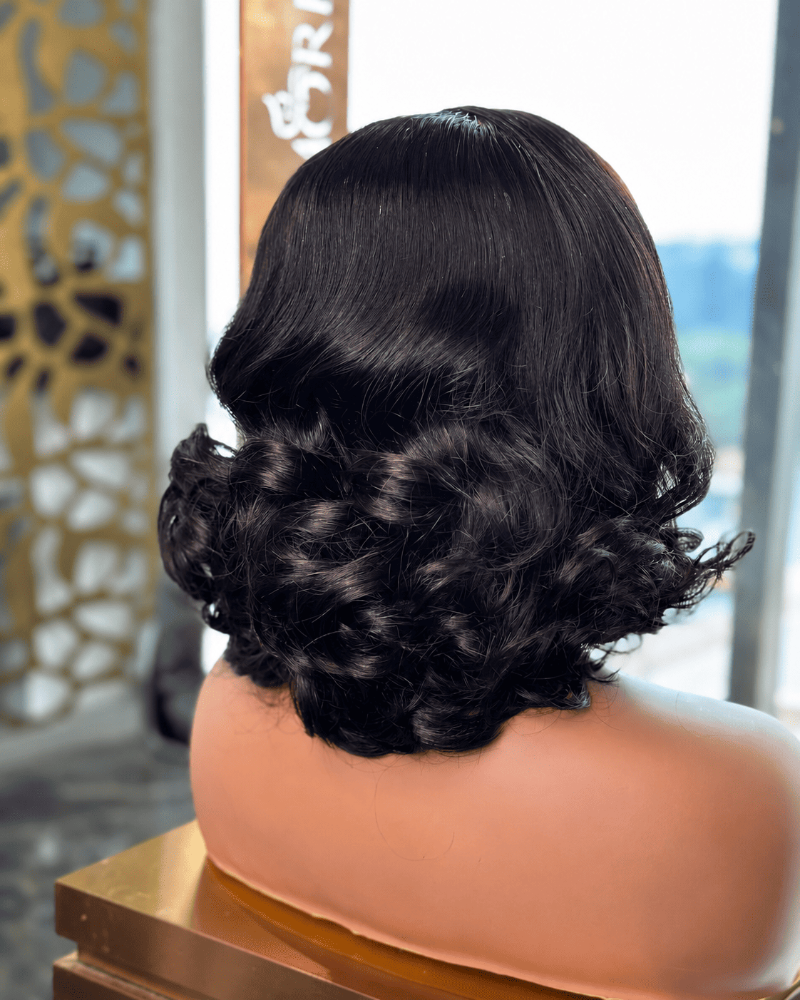12 Inch Bouncy Curly Glueless Human Hair Wig