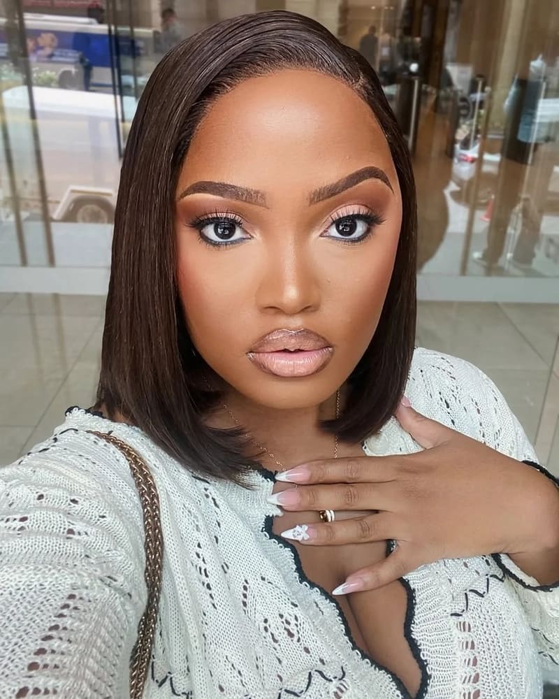10 Inch Chocolate Brown Glueless Human Hair Bob Wig