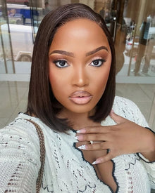 10 Inch Chocolate Brown Glueless Human Hair Bob Wig