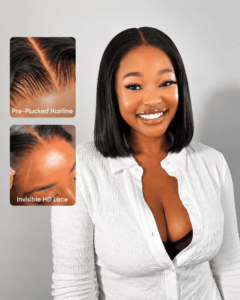 10 Inch HD Pre-Bleached Wear & Go Human Hair Bob Wig