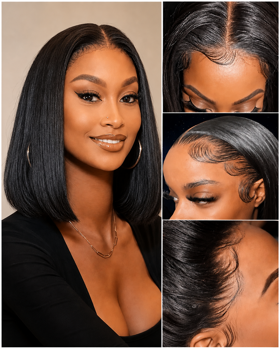 Pre - Bleached Straight Frontal Human Hair Bob Wig