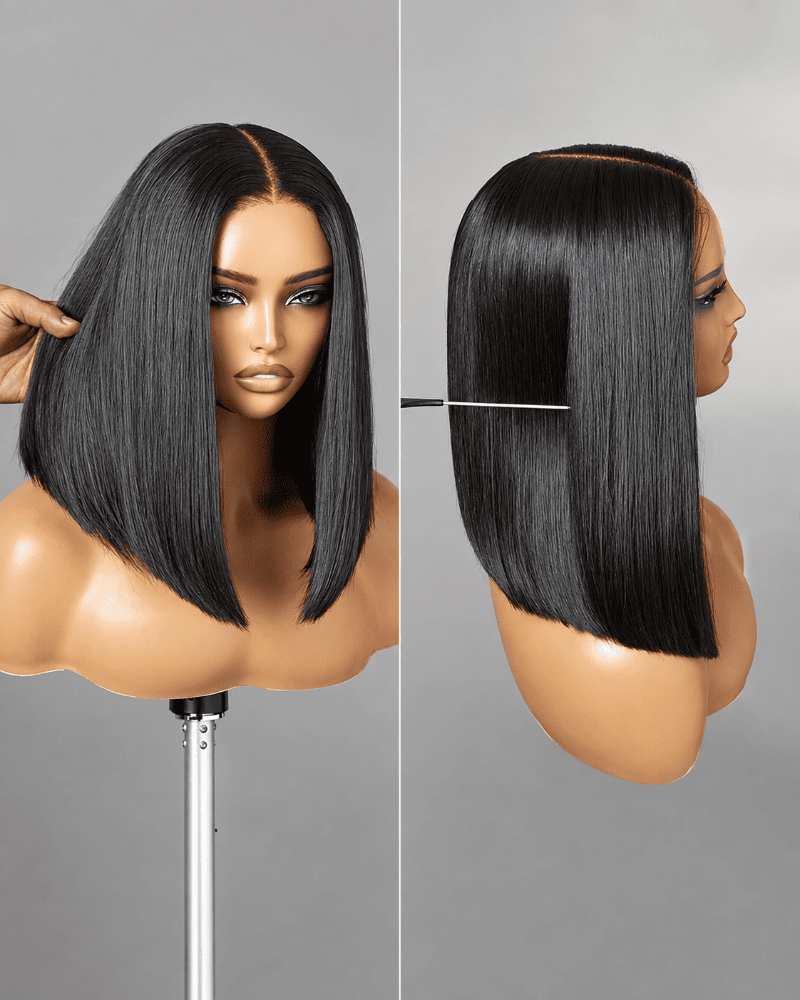 Pre - Bleached Straight Frontal Human Hair Bob Wig