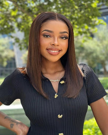 14 Inch Chocolate Brown Glueless Human Hair Bob Wig
