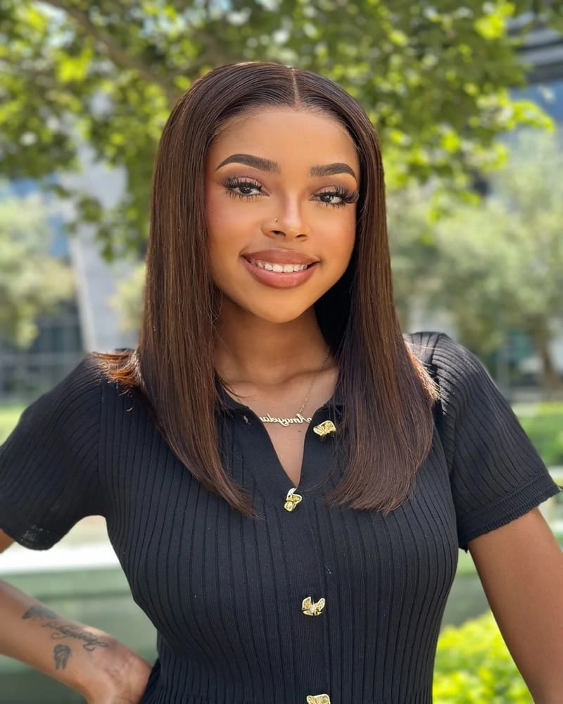 14 Inch Chocolate Brown Glueless Human Hair Bob Wig