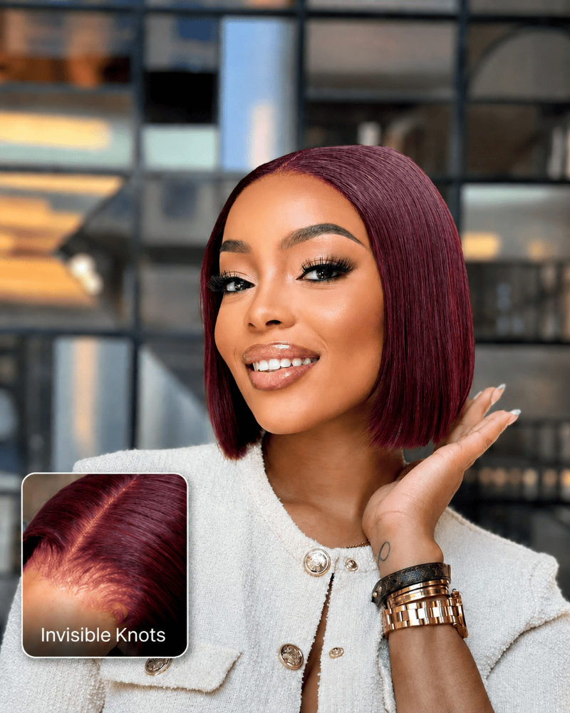 8 Inch Burgundy Glueless Bob Wig