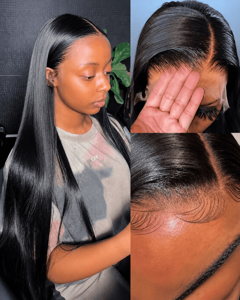 HD Transparent Lace Pre- Bleached Straight  Frontal Wig Human Hair