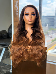 28 Inch Ombre Honey Brown Body Wave Human Hair Wig