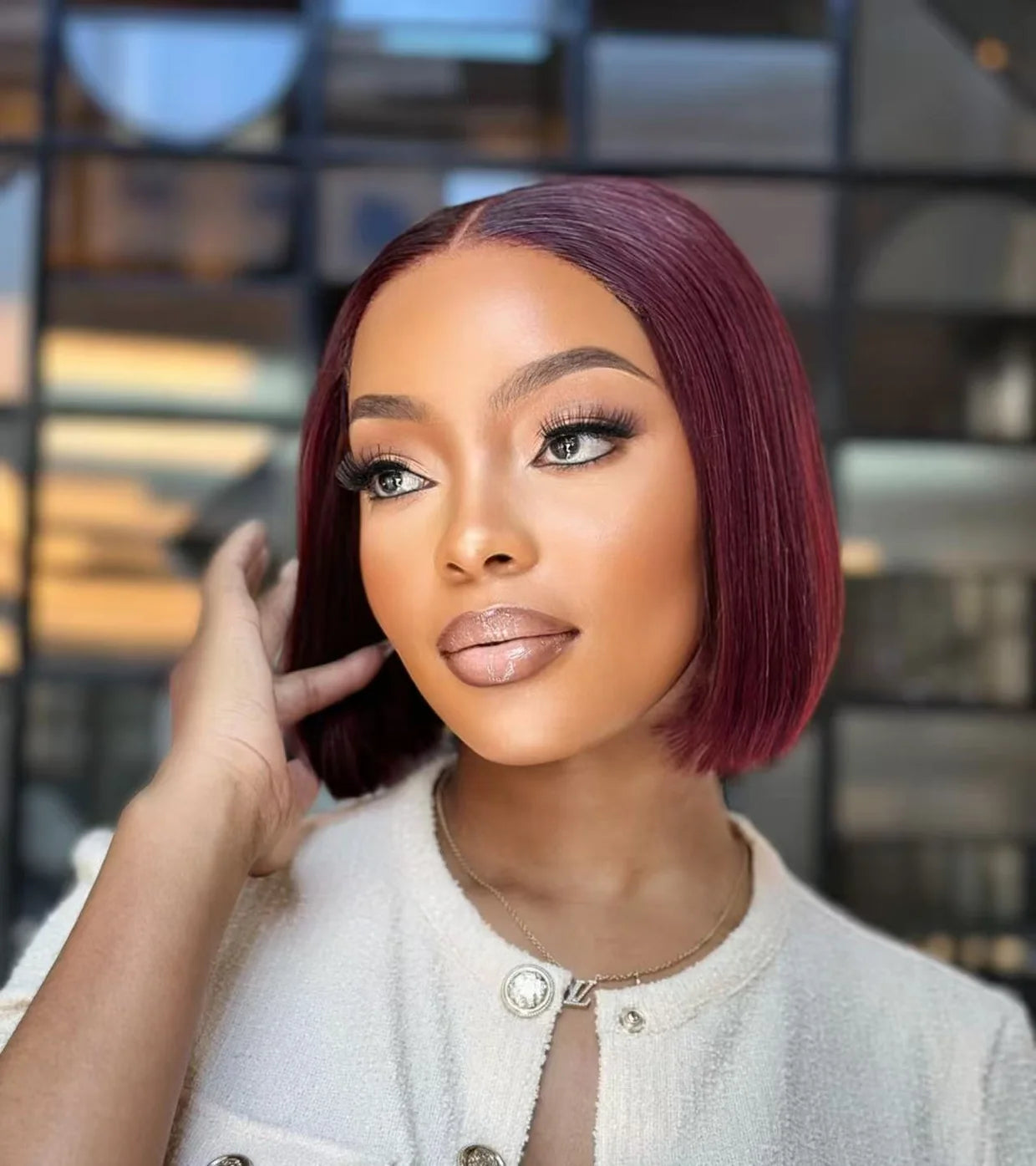 8 Inch Burgundy Glueless Bob Wig