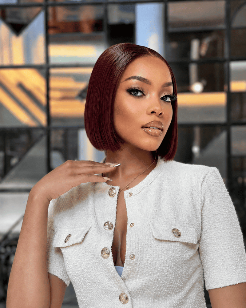8 Inch Burgundy Glueless Bob Wig
