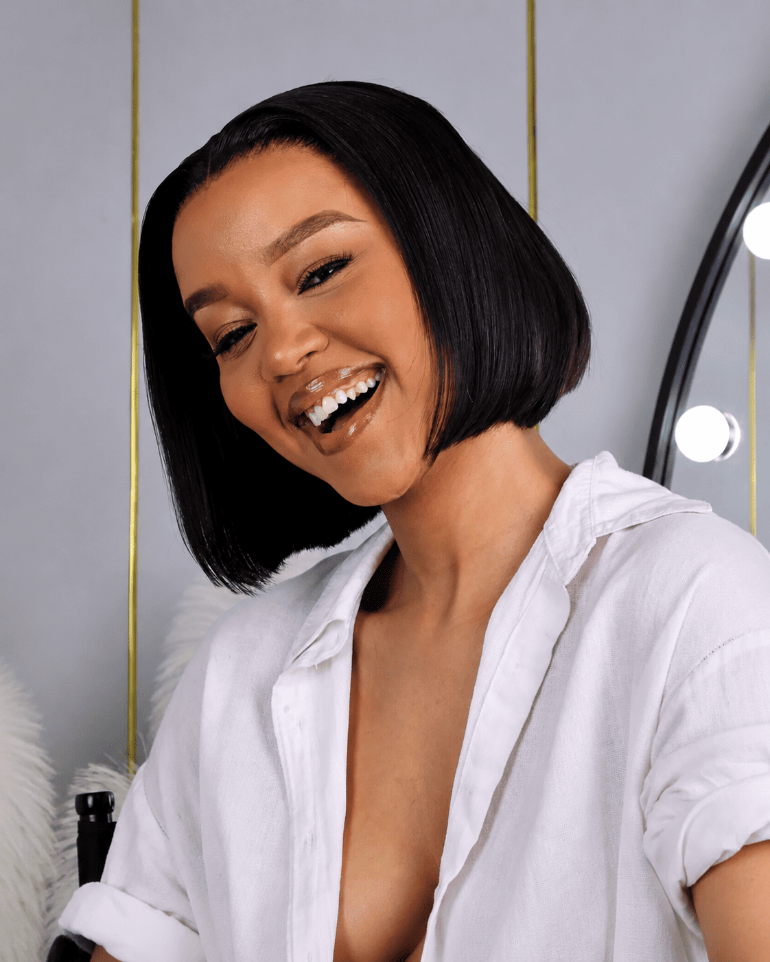 8 Inch Pre - Bleached Straight Frontal Human Hair Bob Wig