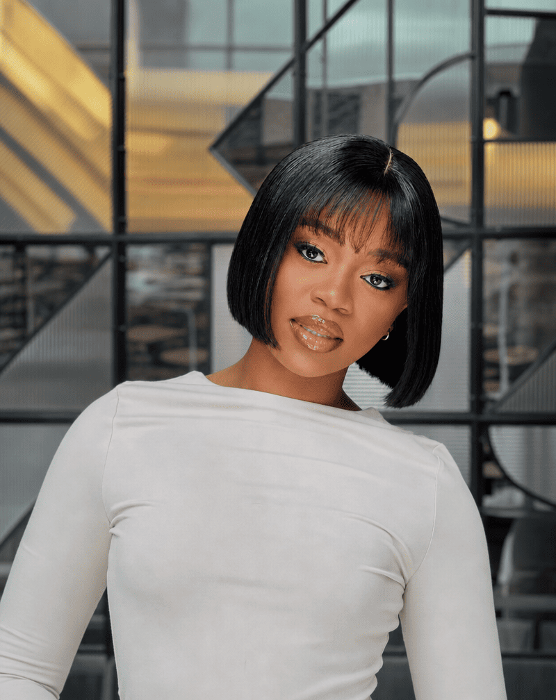 8 Inch Raw Human Hair Bob Wig With Bangs