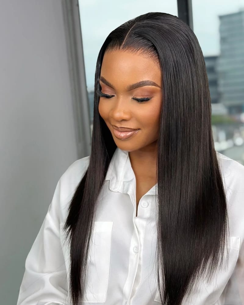 HD Transparent Lace Pre- Bleached Straight  Frontal Wig Human Hair