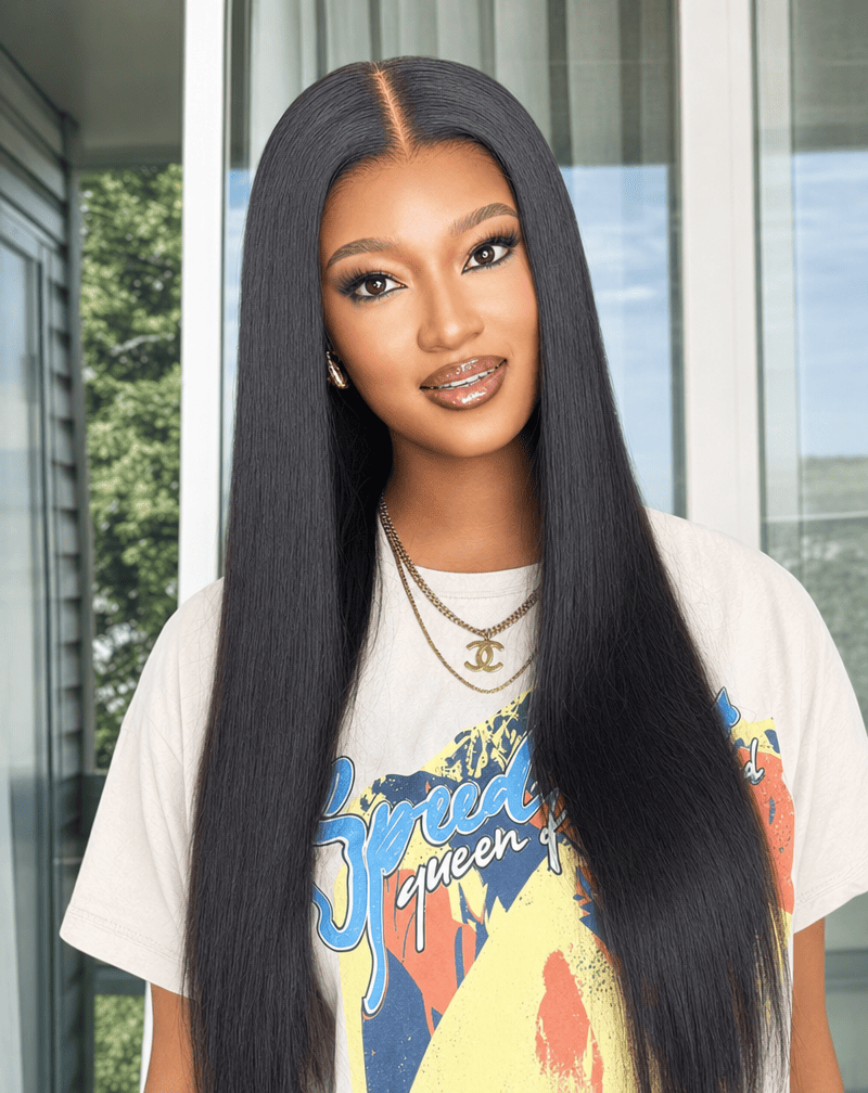 26 Inch Silky Straight 9x6 Glueless Human Hair Wig