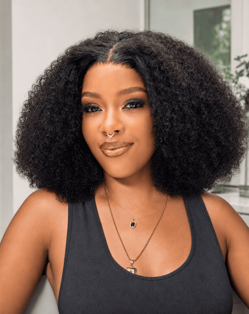 14 Inch Afro Kinky Curly Human Hair Wig