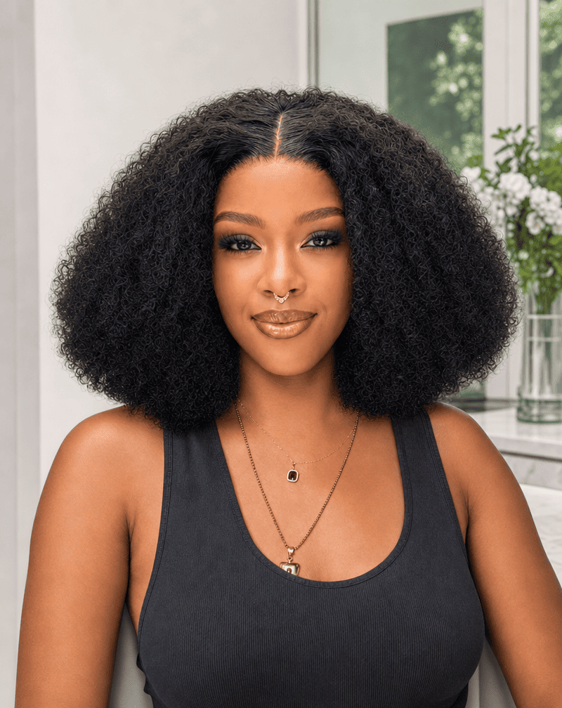 14 Inch Afro Kinky Curly Human Hair Wig