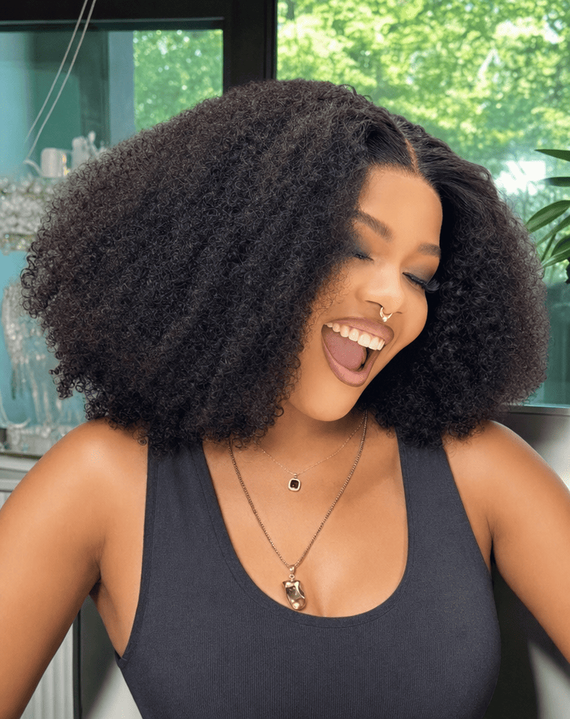 14 Inch Afro Kinky Curly Human Hair Wig