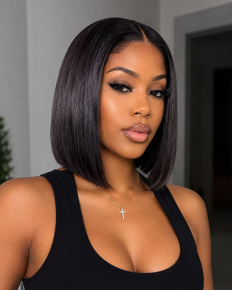 Pre-Bleached 5X5 Glueless Human Hair Bob Wig