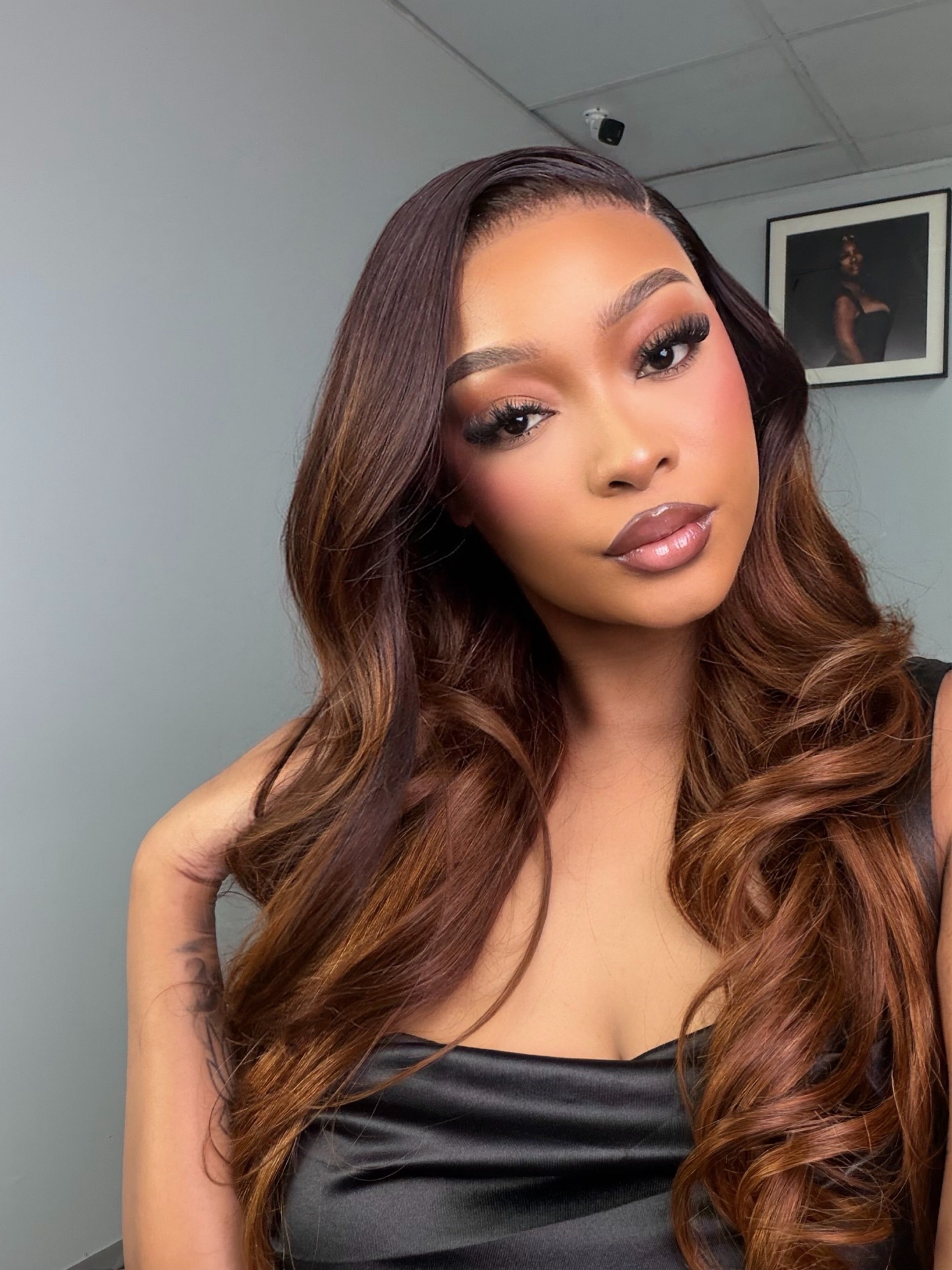 28 Inch Ombre Chocolate Brown Straight Frontal Human Hair Wig