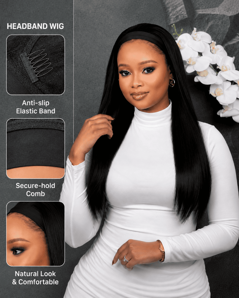 22 Inch Silky Straight Headband Wig Human Hair