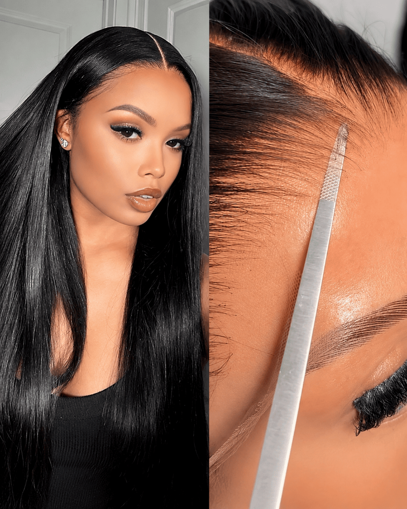 HD Transparent Lace Pre- Bleached Straight  Frontal Wig Human Hair