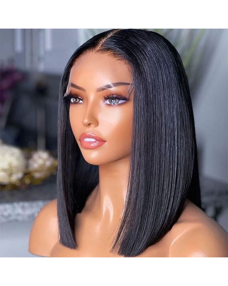 Pre-Bleached 5X5 Glueless Human Hair Bob Wig (8 - 14 Inch)