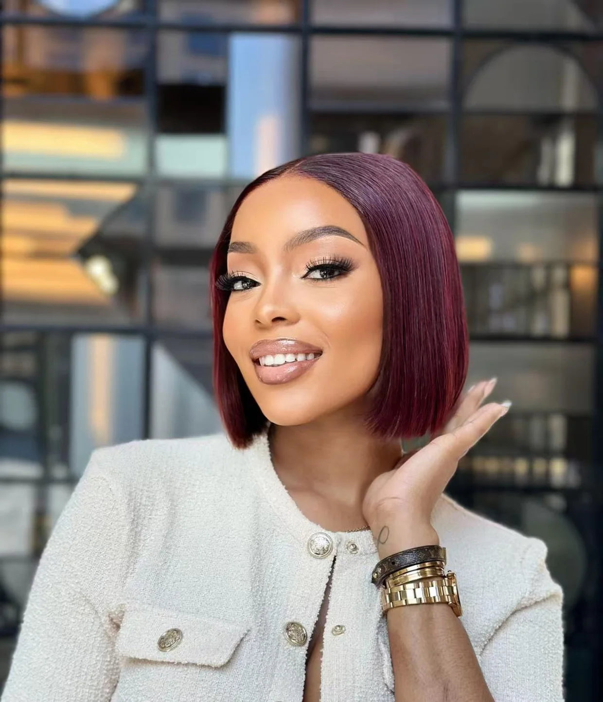 8 Inch Burgundy Glueless Bob Wig