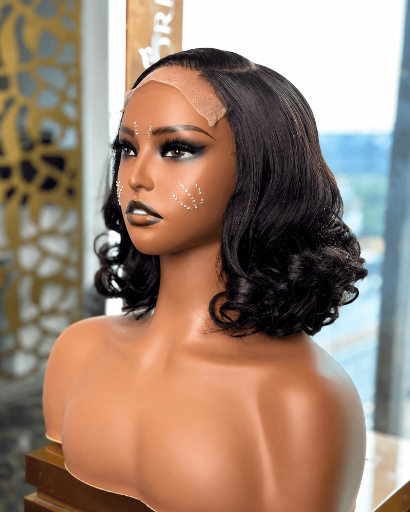 12 Inch Bouncy Curly Glueless Human Hair Wig