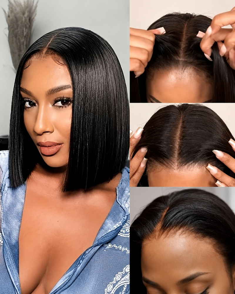 Pre-Bleached 5X5 Glueless Human Hair Bob Wig (8 - 14 Inch)