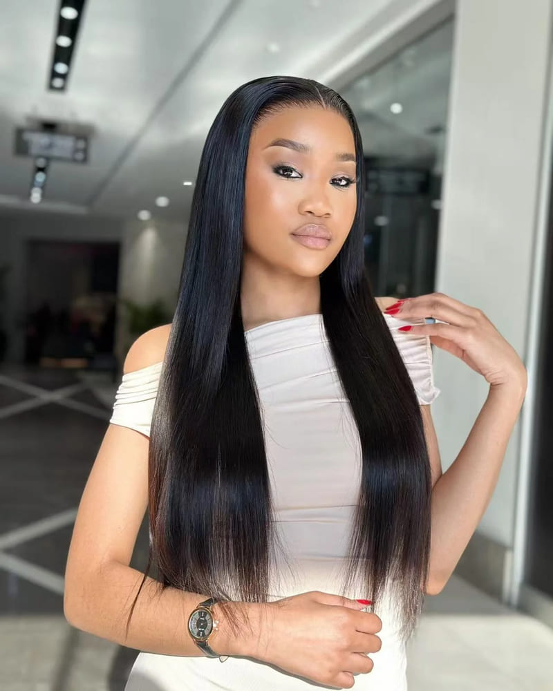 HD Transparent Lace Pre- Bleached Straight  Frontal Wig Human Hair