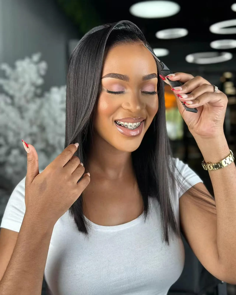 Pre-Bleached 7×5 Lace Glueless Bob Wig Human Hair