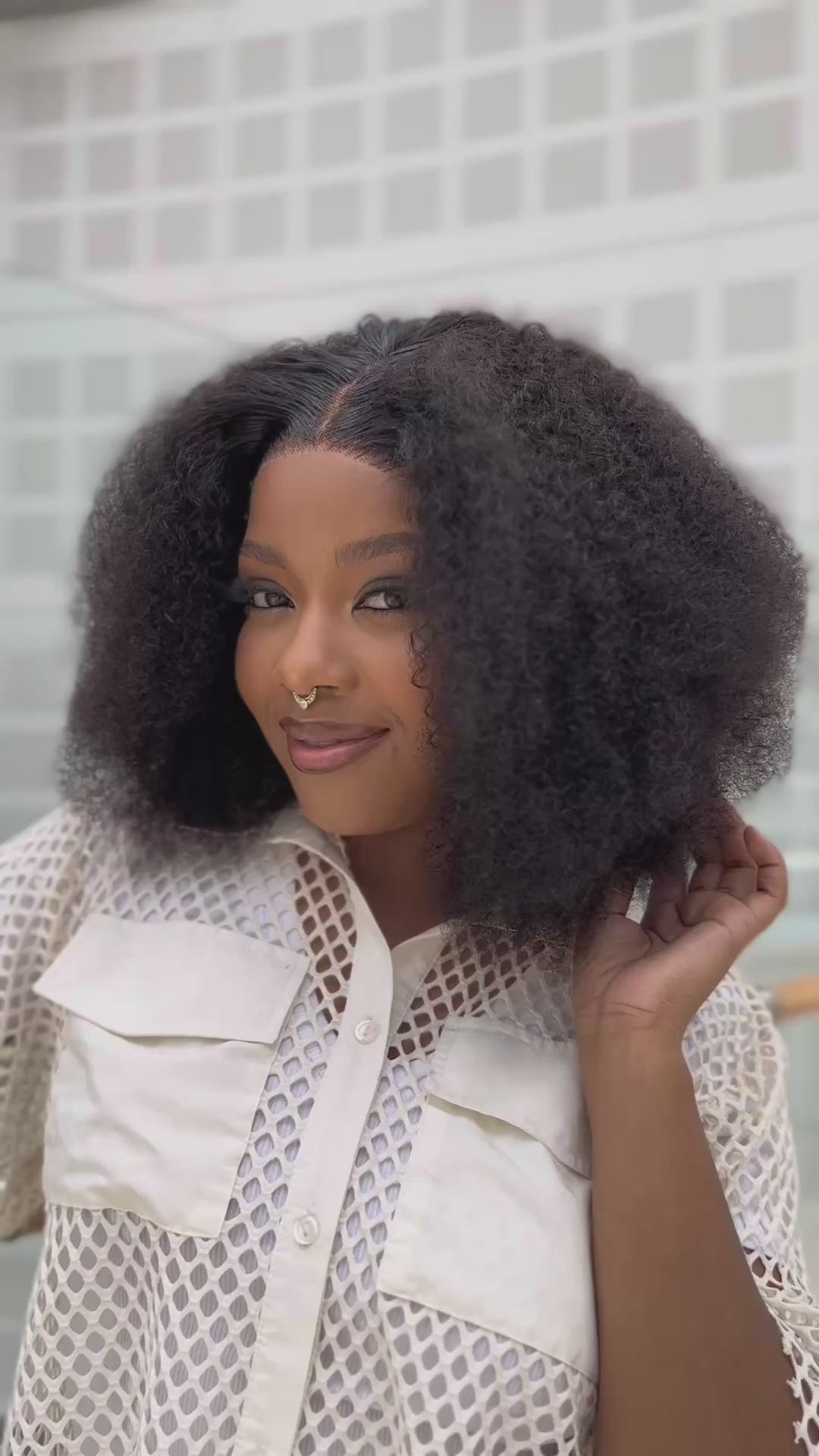 Load video: 14 Inch Afro Kinky Curly Human Hair Wig