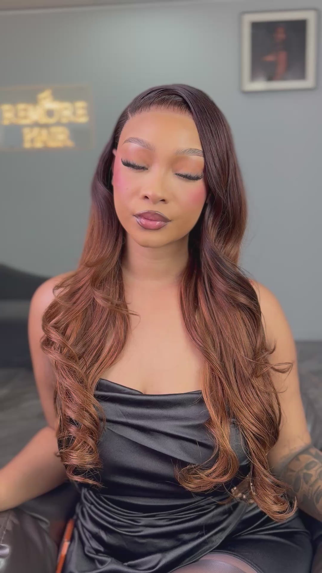 Load video: 30 Inch Ombre Chocolate Brown Straight Frontal Human Hair Wig