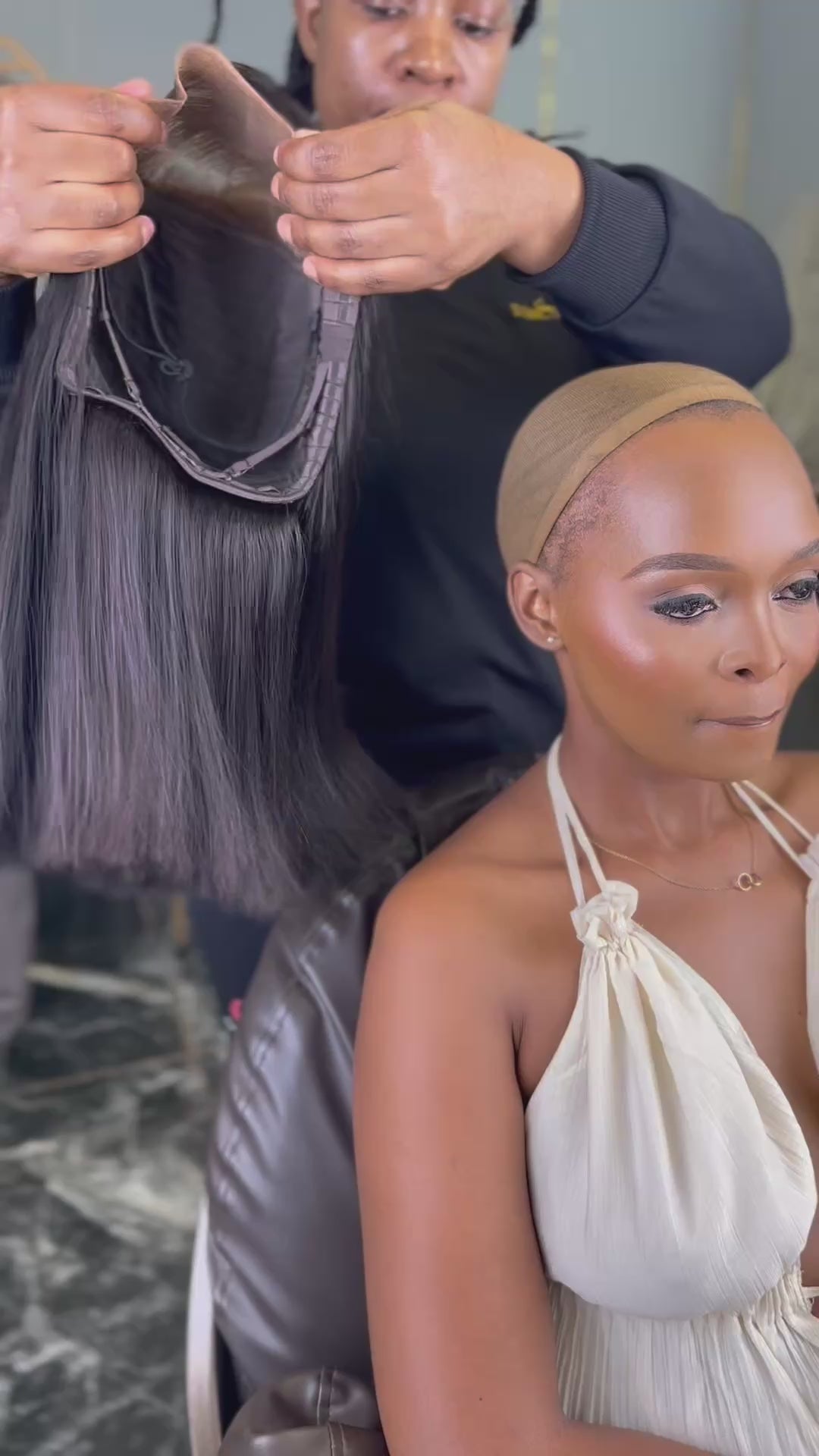 Load video: Pre-Bleached 7×5 Lace Glueless Bob Wig Human Hair