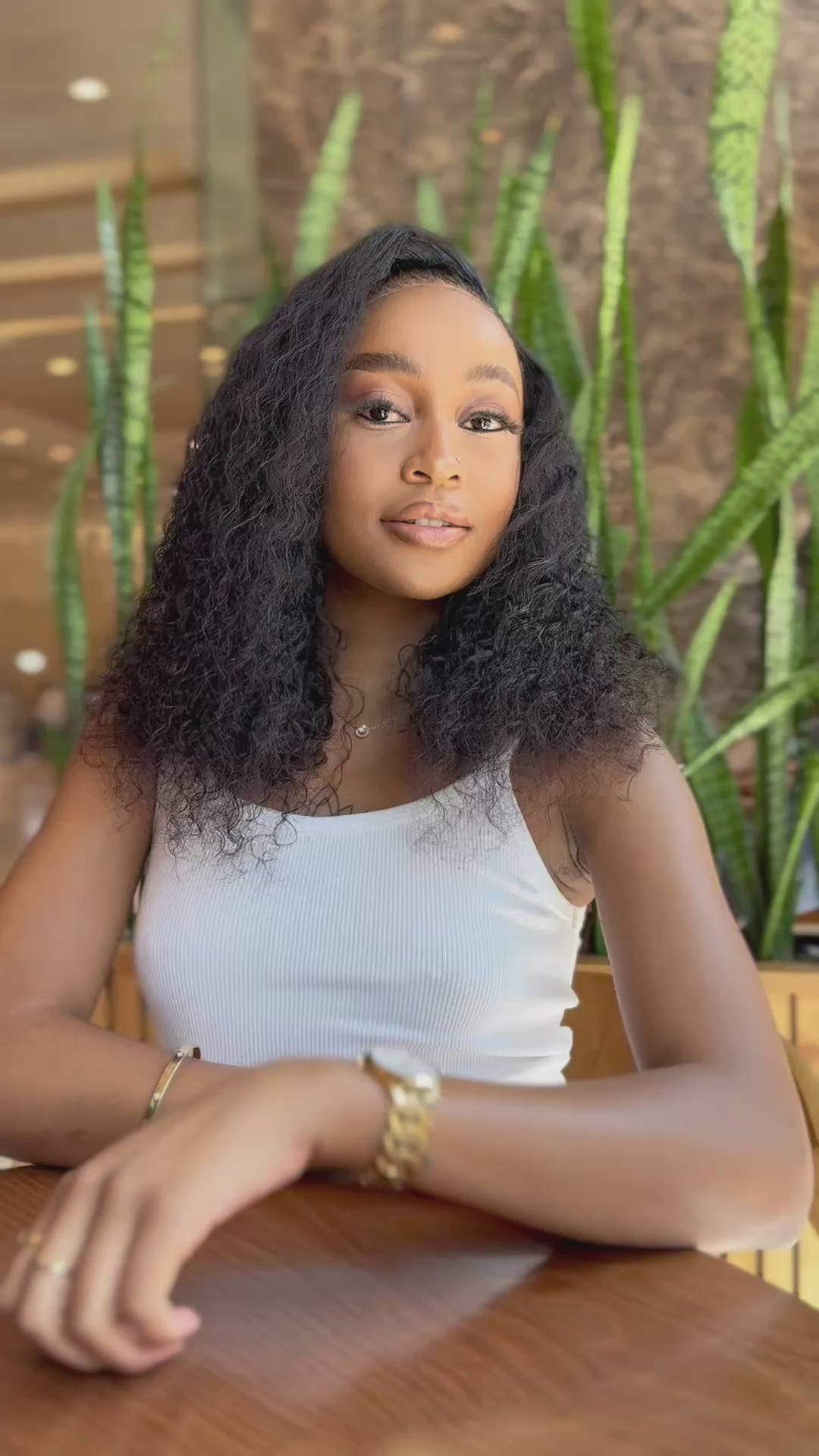 Load video: Wear &amp; Go Water Curly 5x5 Glueless Human Hair Wig