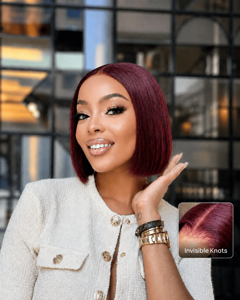 8 Inch Burgundy Glueless Bob Wig