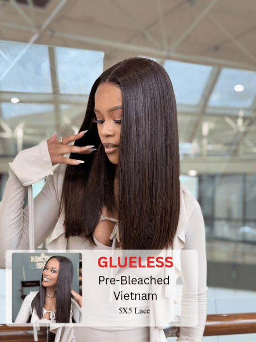 Bone Straight 5x5 Glueless Human Hair Wig