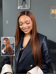 24 Inch Brown Highlight Glueless Straight Human Hair Wig