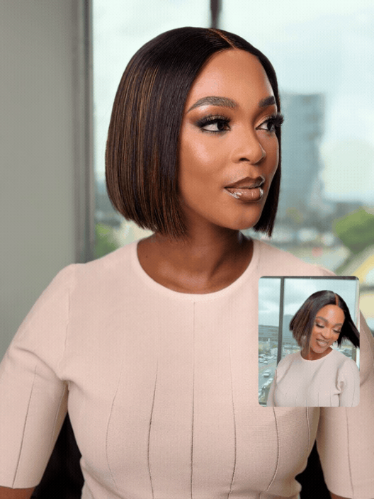 8 Inch Highlight Blunt Cut Glueless Human Hair Bob Wig