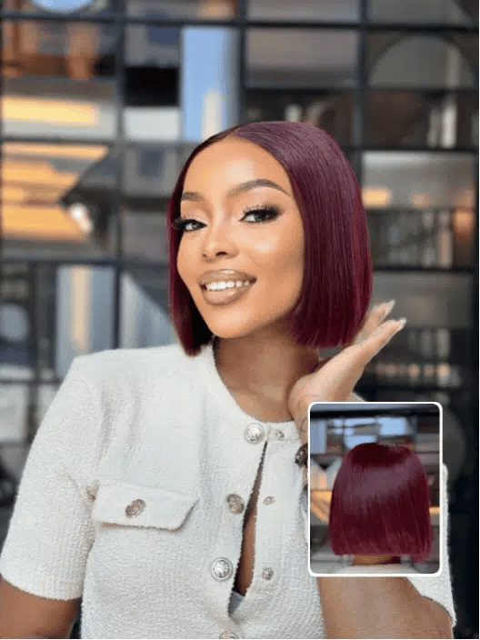 8 Inch Burgundy Glueless Bob Wig