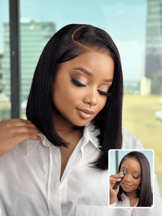 Pre-Bleached 7×5 Lace Glueless Bob Wig Human Hair